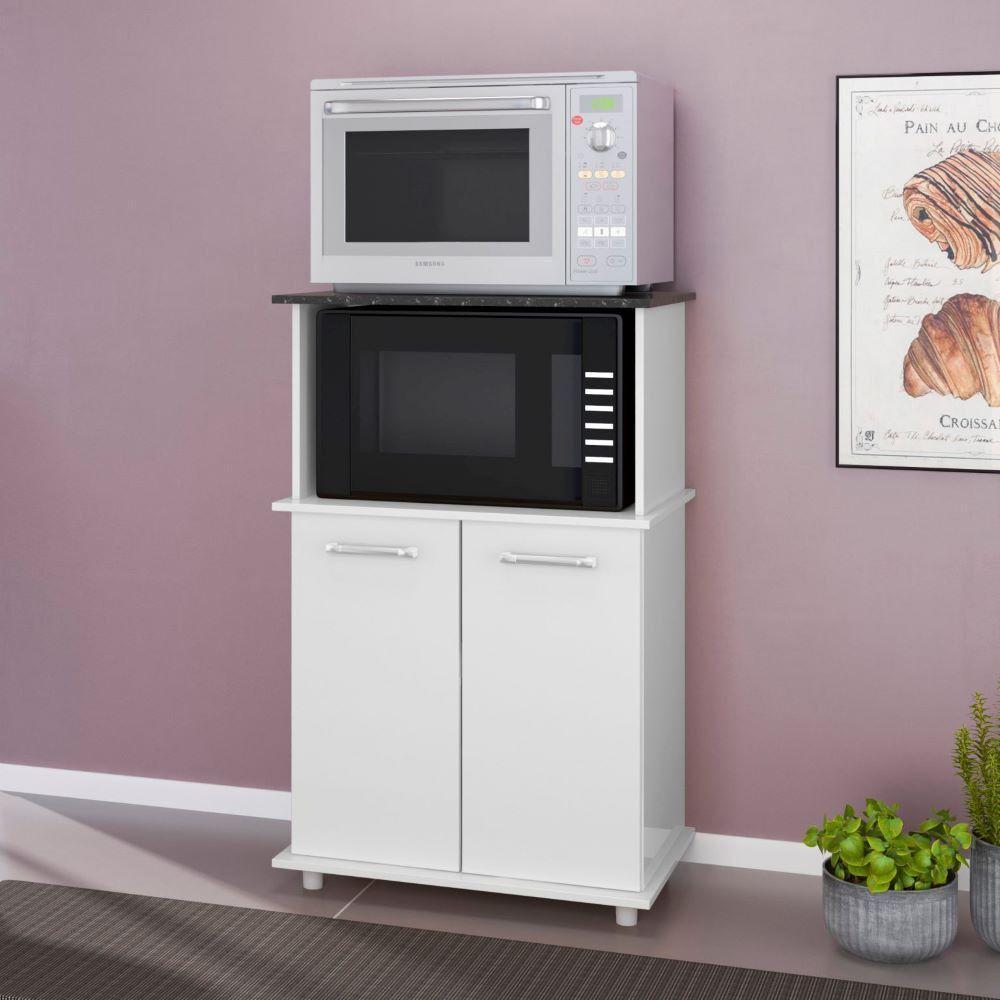 Balcão Para Micro-Ondas 2 Portas Branco Isis Nicioli Branco - 4