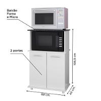 Balcão Para Micro-Ondas 2 Portas Branco Isis Nicioli Branco - 3