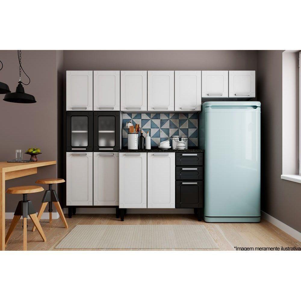 Módulo Cozinha Bertolini Múltipla Paneleiro 6037 6 Portas (2 C/ Vidro) Branco - 3