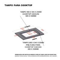 Tampo 80Cm C/ Furo Para Cooktop 4 Bocas 50Cm X 35Cm E Pré Fu - 2