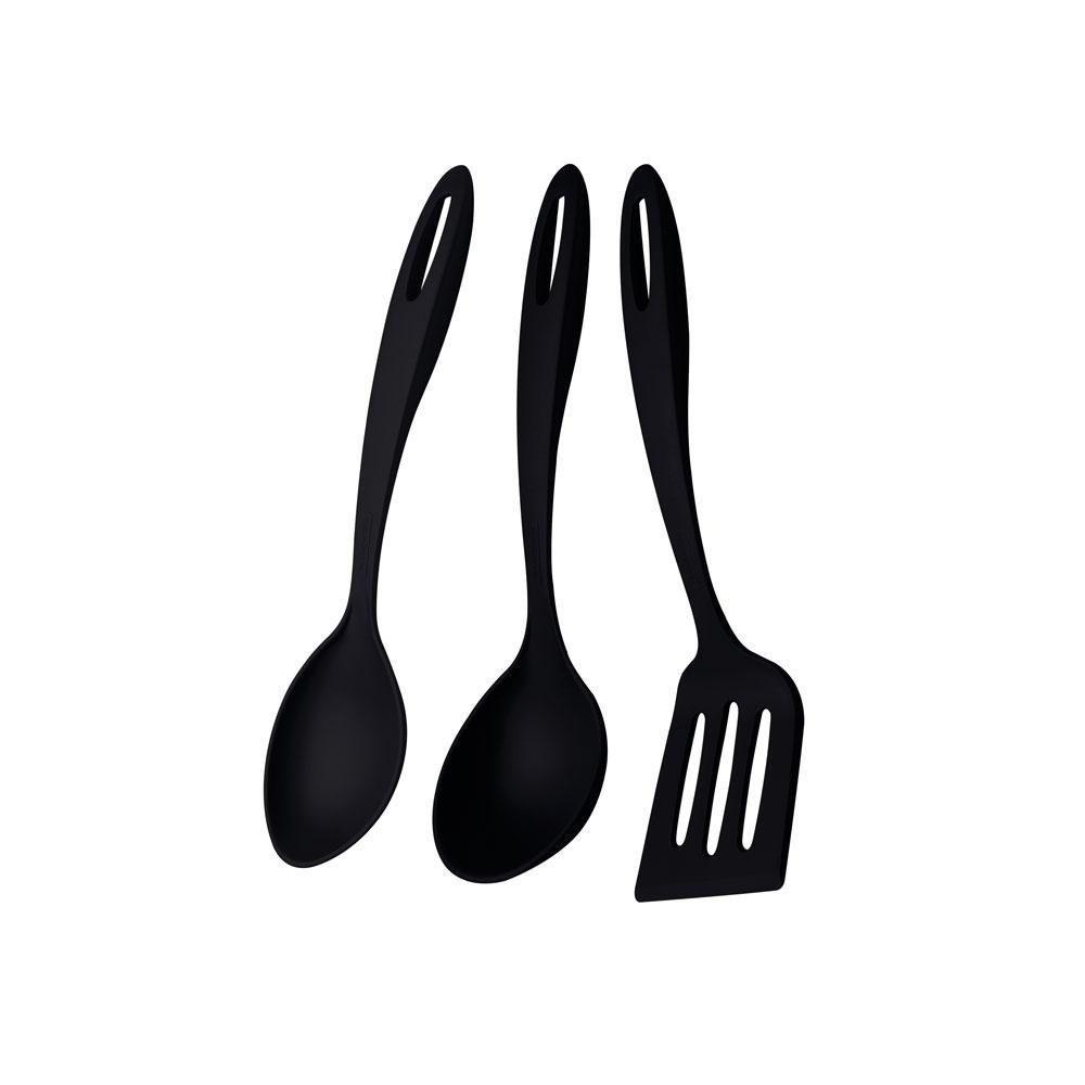 Jogo De Utensílios Ability Em Nylon Preto 3 Peças - Tramontina 25199011 - 1