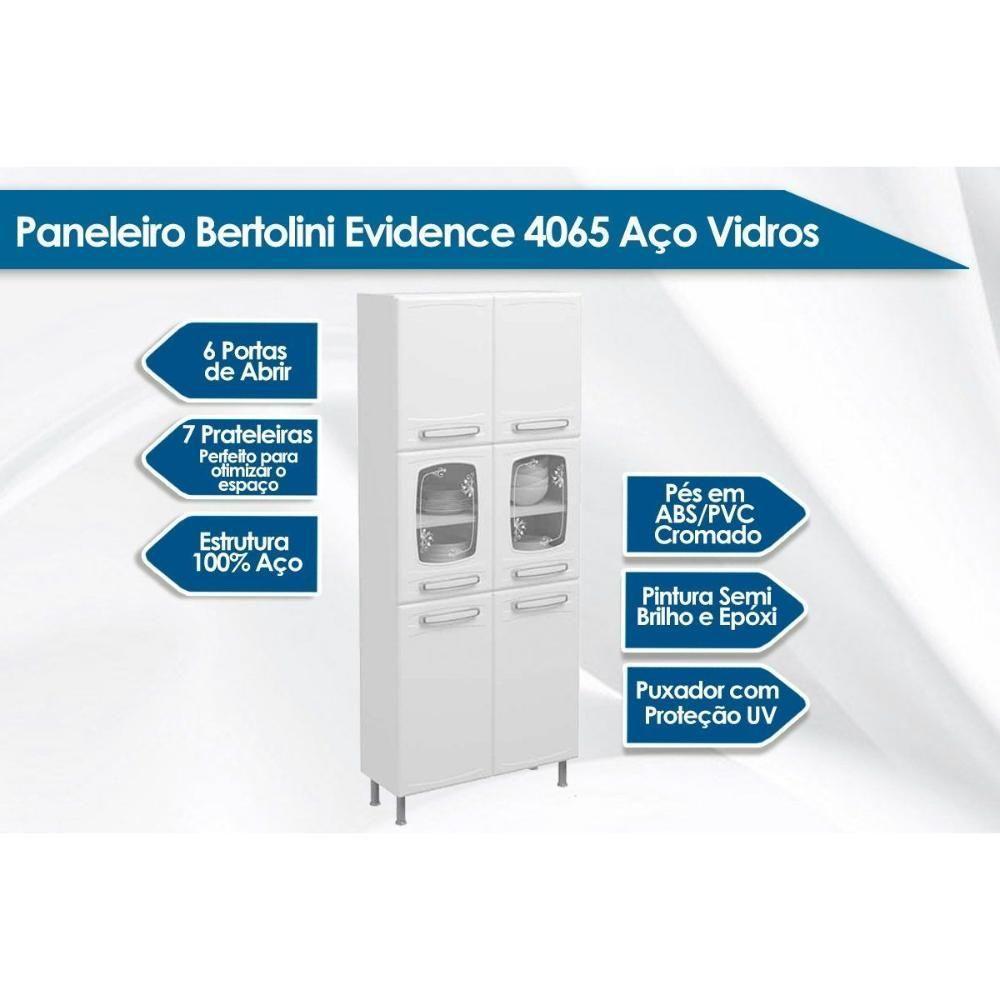 Módulo Cozinha Bertolini Evidence Paneleiro  7039 6 Portas (2 de Vidro) Branco/Preto - 4