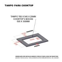 Tampo De 70cm X 54,5cm Para Cooktop 4 Bocas Com Furo De 50cm X 35cm Luciane Móveis Preto - 3