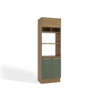 Paneleiro de Cozinha Modulado Botanic M627 c/ 3 Portas Nogueira/Verde Oliva - Kappesberg - 1
