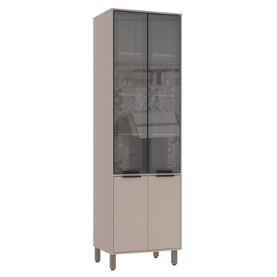 Paneleiro Cristaleira 70cm 4 Portas Com Vidro Reflecta Luciane Móveis Cinammon