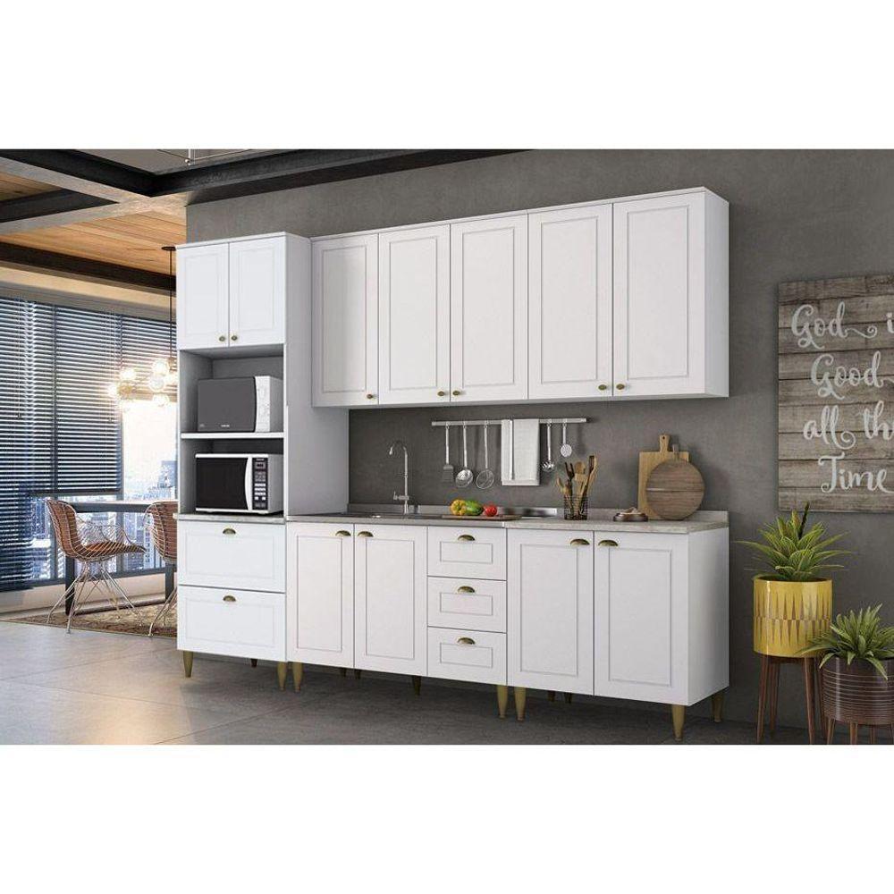 Paneleiro de Cozinha Modulado Americana c/ 2 Portas e 2 Gavetas (2 Fornos) 71.5cm Cinza - Henn - 3