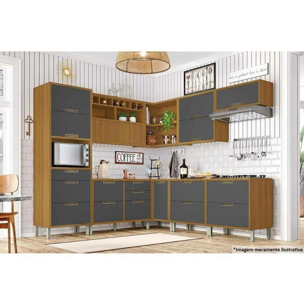 Paneleiro de Cozinha Imperatriz c/ 2 Portas e 3 Gavetas (1 Forno) 70cm Freijo/Off White - Nesher - 6