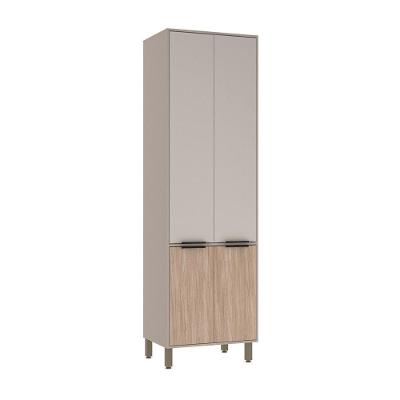 Paneleiro Simples 70cm 4 Portas Luciane Móveis Cinammon Bege Cumaru