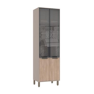 Paneleiro Cristaleira 70cm 4 Portas Com Vidro Reflecta Luciane Móveis Cinammon Cumaru