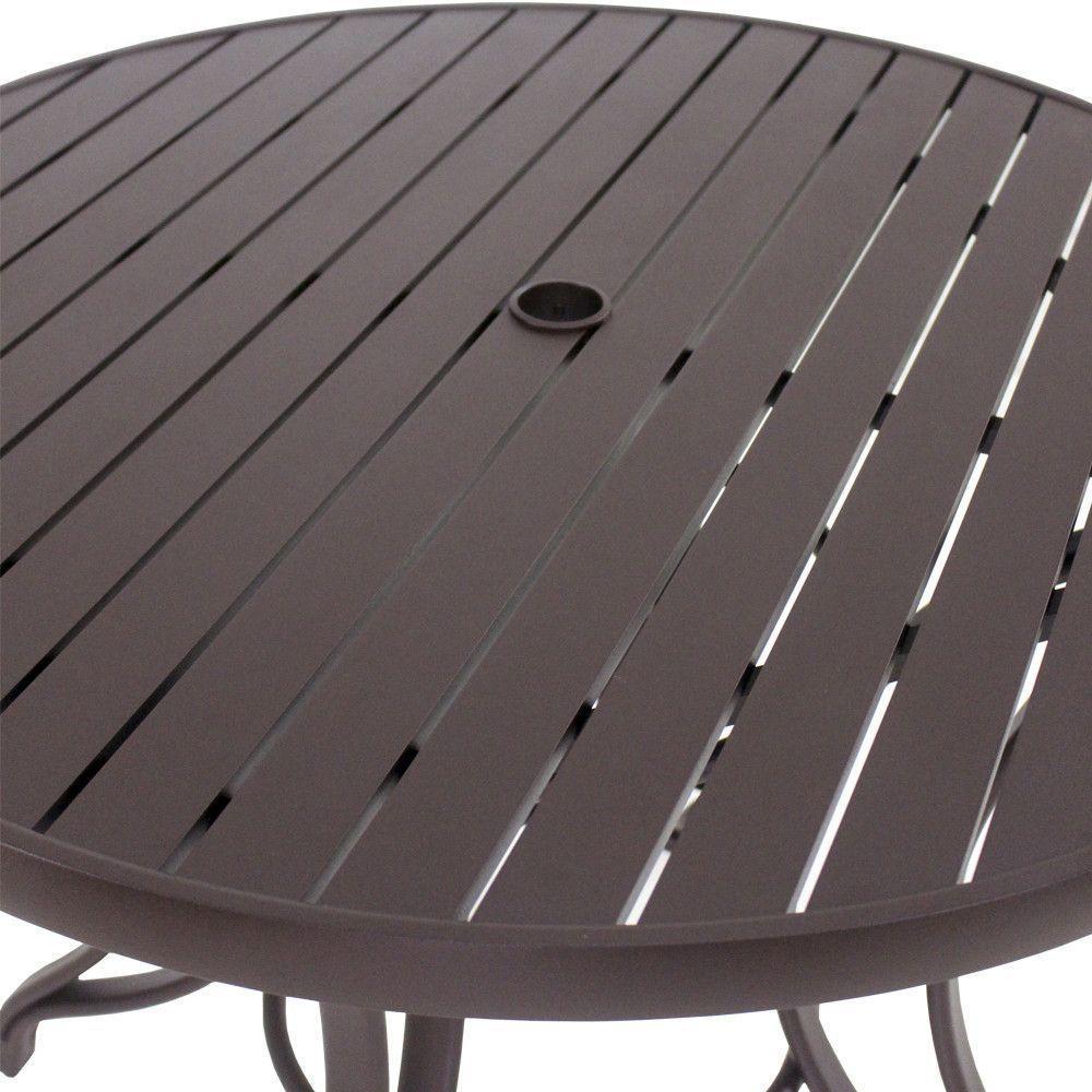 Mesa Em Alumínio Com O Tampo Ripado De 1,40 Metros Marrom - 3