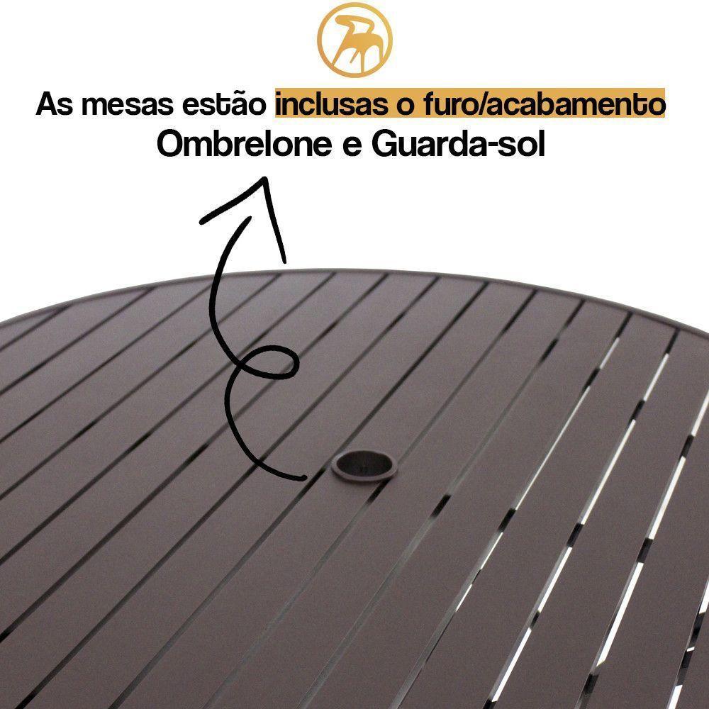 Mesa Em Alumínio Com O Tampo Ripado De 1,40 Metros Marrom - 5