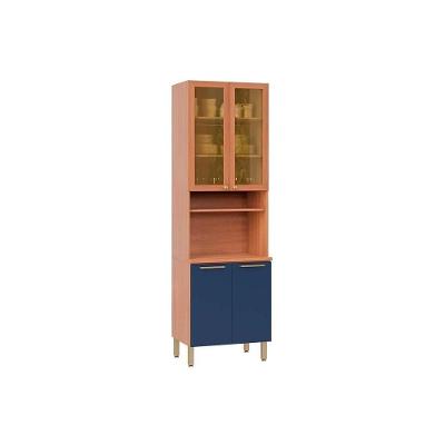 Paneleiro De Cozinha Modulado Sálvia 70cm 2 Portas C/ Vidro Freijo/azul - Telasul