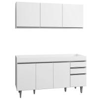 Armário Aéreo Argélia E Balcão Gabinete Para Pia 150cm Sem Tampo Marrocos Branco - Lumil Móveis - 1