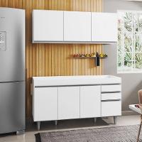 Armário Aéreo Argélia E Balcão Gabinete Para Pia 150cm Sem Tampo Marrocos Branco - Lumil Móveis - 5