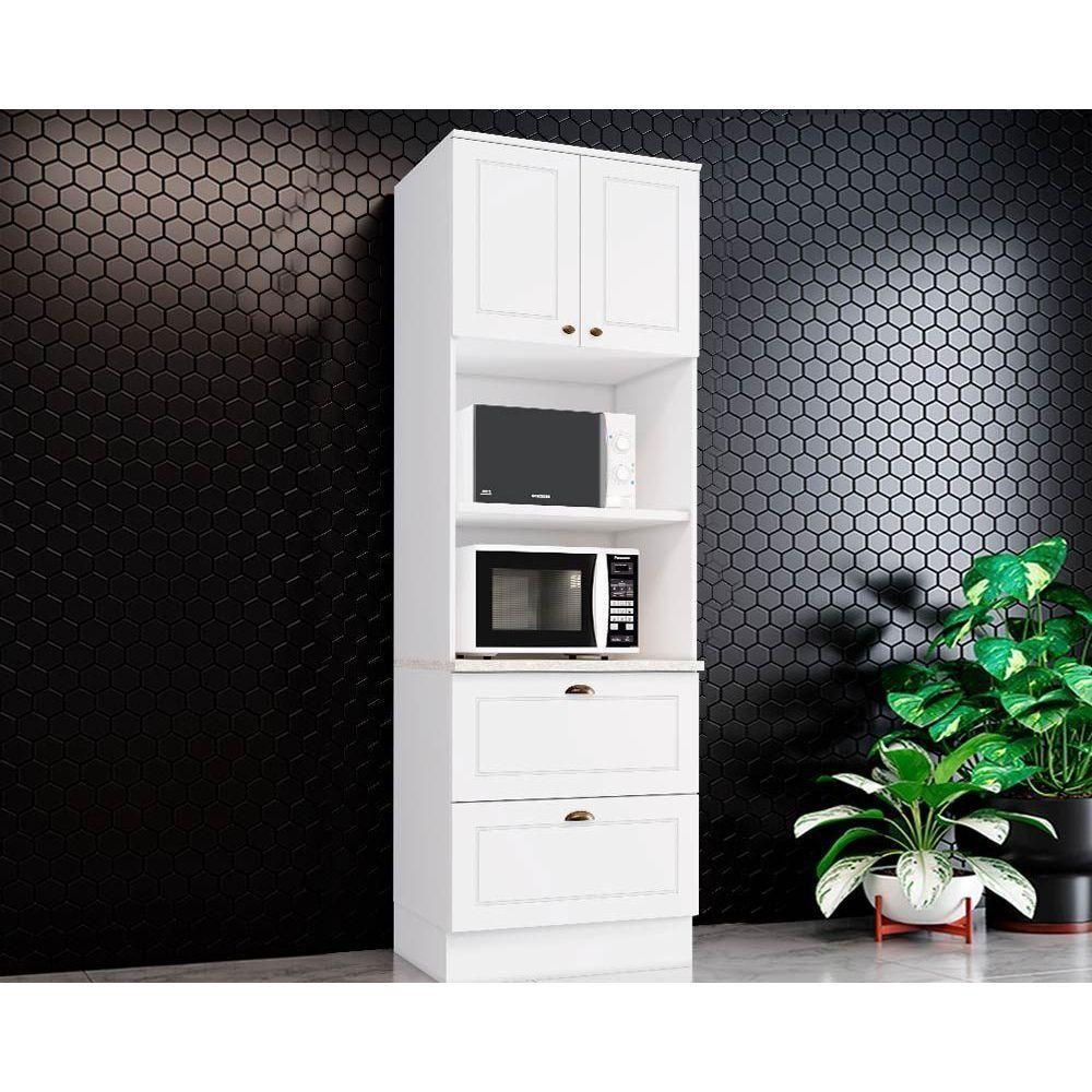 Módulo Cozinha Henn Americana Paneleiro  c/ 2 Portas e 2 Gavetas (2 Fornos) Branco - 1