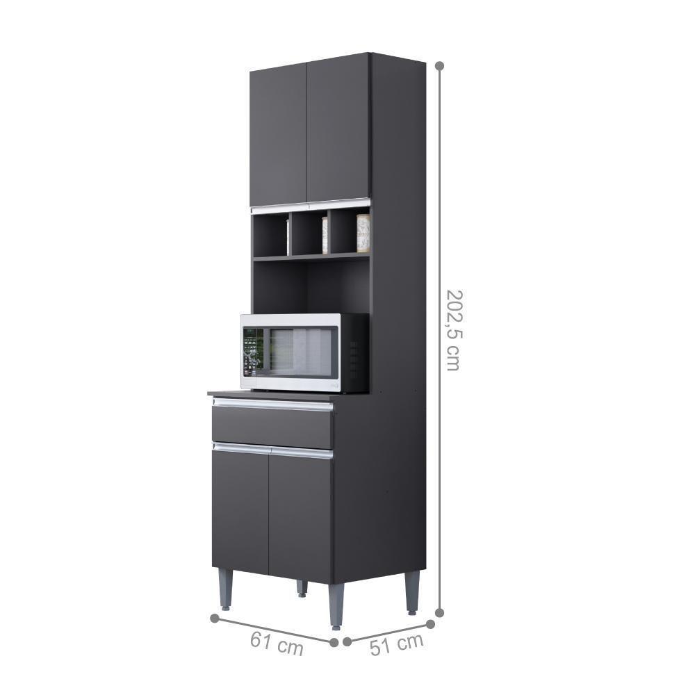 Paneleiro 4 Portas Regianna Cinza - 2