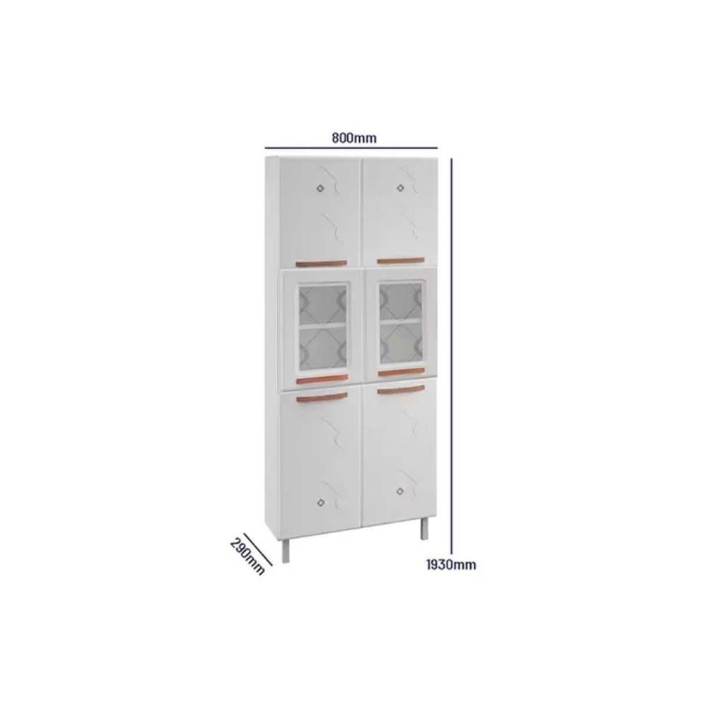 Módulo Cozinha Telasul Mirage New Paneleiro  c/ 6 Portas (2 c/Vidro) Branco - 3
