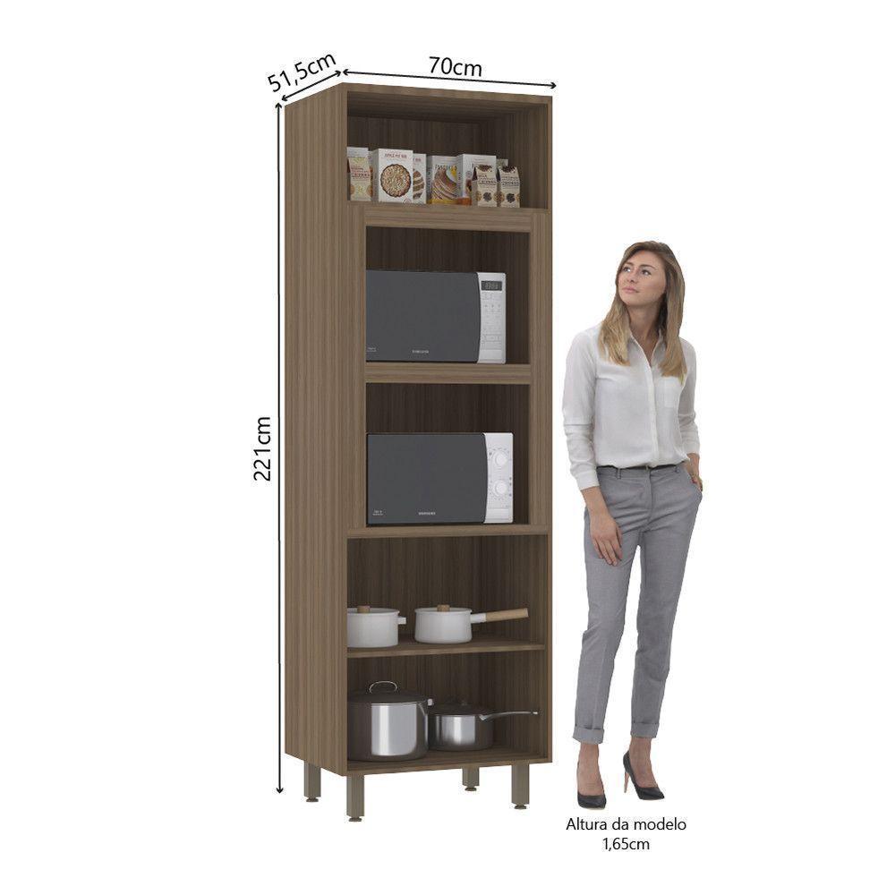 Paneleiro Torre Quente 70cm 3 Portas Com Espaço Para Forno E Micro-ondas Aspen Luciane Móveis Vanilla Com Cinza Puro - 2