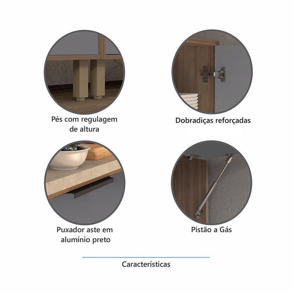 Paneleiro Torre Quente 70cm 3 Portas Com Espaço Para Forno E Micro-ondas Aspen Luciane Móveis Vanilla Com Cinza Puro - 3