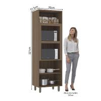 Paneleiro Torre Quente 70cm 3 Portas Com Espaço Para Forno E Micro-ondas Aspen Luciane Móveis Vanilla Com Cinza Puro - 2