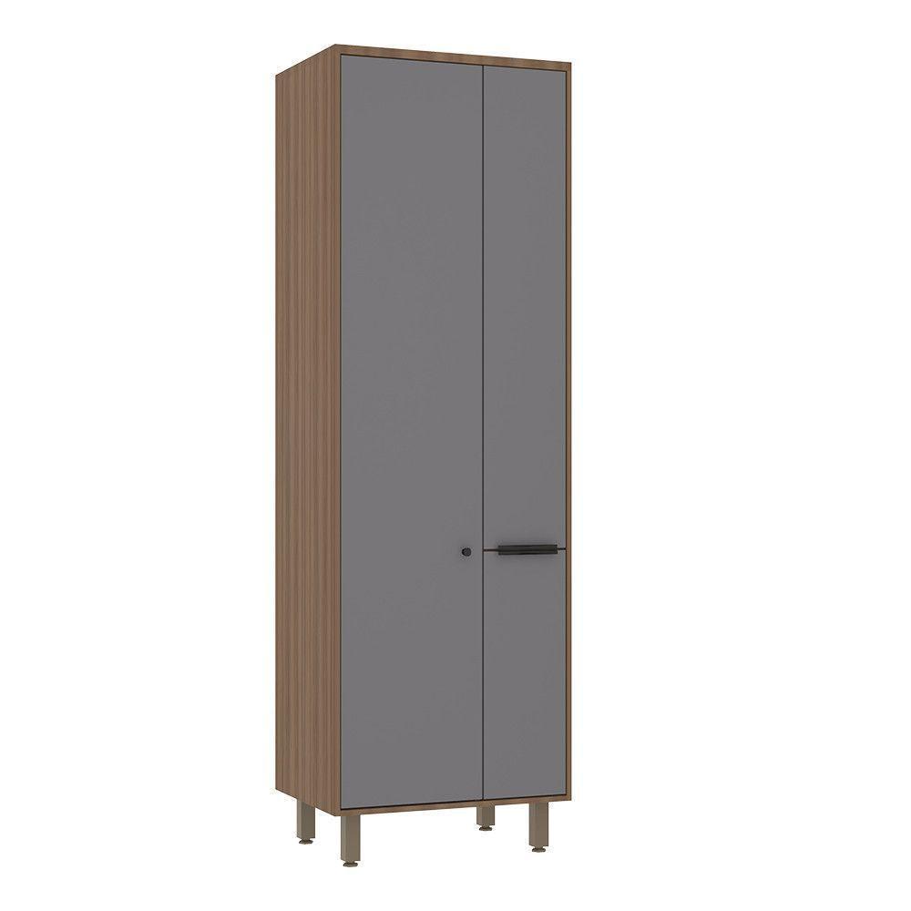 Paneleiro 70cm 2 Portas E Porta Condimentos Aspen Luciane Móveis Vanilla Com Cinza Puro - 1