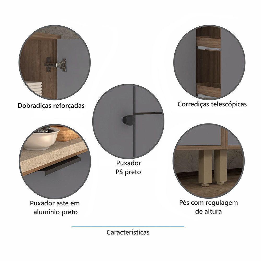 Paneleiro 70cm 2 Portas E Porta Condimentos Aspen Luciane Móveis Vanilla Com Cinza Puro - 2