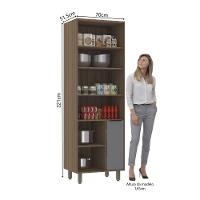Paneleiro 70cm 2 Portas E Porta Condimentos Aspen Luciane Móveis Vanilla Com Cinza Puro - 3