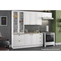 Paneleiro De Cozinha Modulado Cristaleira Americana C/ 2 Portas (2 C/vidro) C/ 2 Gavetas Branco - 3