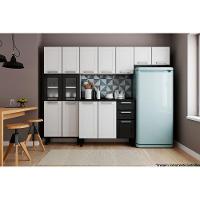 Paneleiro de Cozinha Modulado  Múltipla 6037 6 Portas (2 c/ Vidro) Branco/Preto - Bertolini - 2