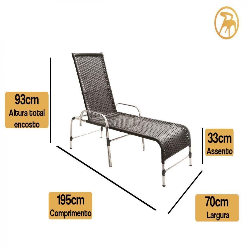 Jogo Cadeiras E Mesa Emily E 2 Espreguiçadeiras Regulável Preto - 5