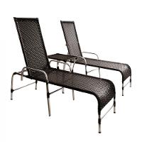 Jogo Cadeiras E Mesa Emily E 2 Espreguiçadeiras Regulável Preto - 2