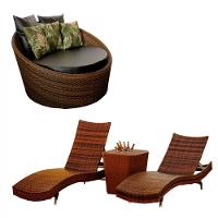 2 Espreguiçadeiras Bona E Mesa Grécia Com Chaise Em Alumínio Capuccino - 2