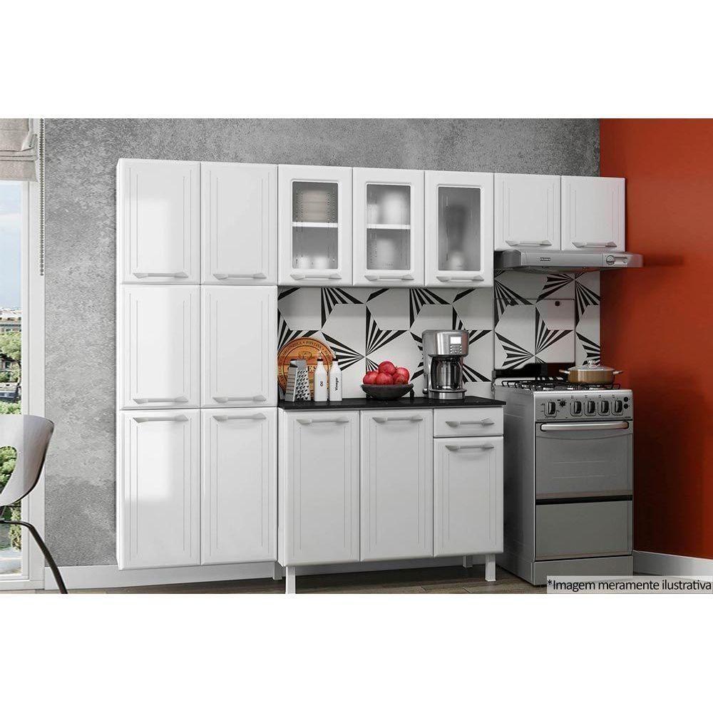 Paneleiro de Cozinha Modulado  Topázio c/ 6 Portas Branco - Telasul - 2