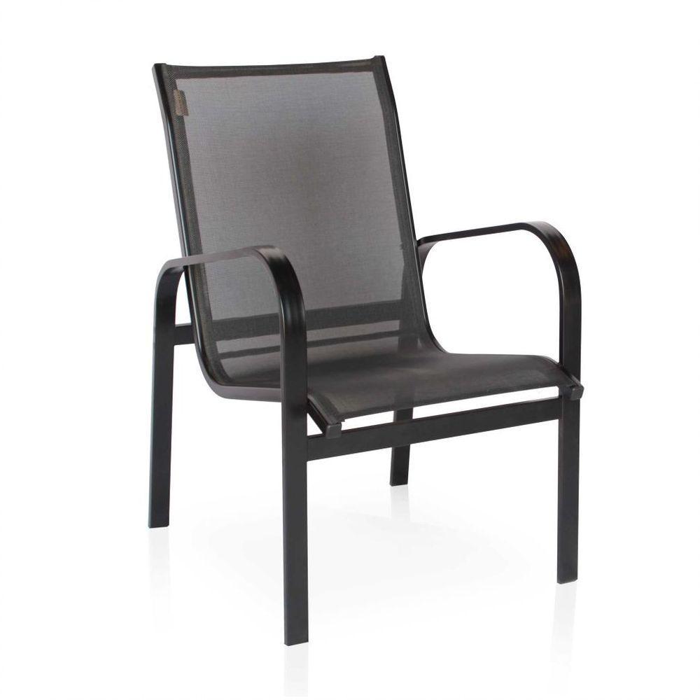 Conjunto 1 Mesa + 4 Cadeiras Para área Externa - Preto - 4