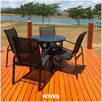 Conjunto 1 Mesa + 4 Cadeiras Para área Externa - Preto - 2