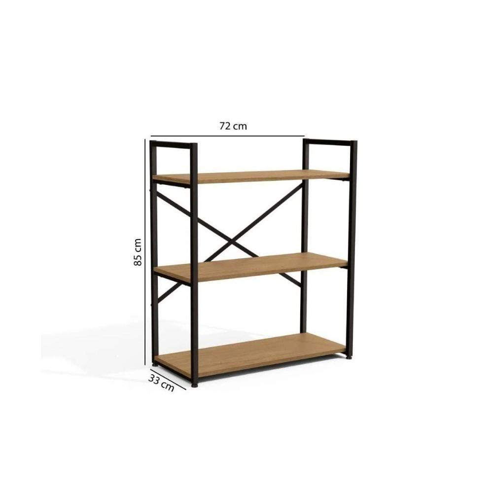 Escritório Completo Escritório Completo Industrial (1 Escrivaninha, 1 Estante, 3 Nichos) 5 Peças Freijo/Preto - Kappesberg - 6