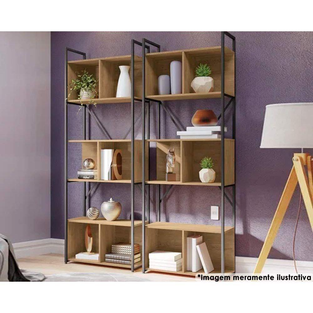 Escritório Completo Escritório Completo Industrial (2 Estantes) 2 Peças Freijo/Preto - Kappesberg - 1