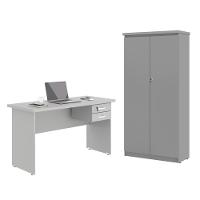 Jogo De Escritório Com Mesa 120 Moema Cinza - 1