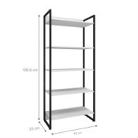 Conjunto Mesa Em L E Estante Nick Branco Preto - 2