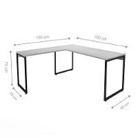 Conjunto Mesa Em L E Estante Nick Branco Preto - 3