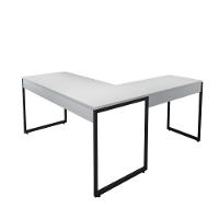 Conjunto Mesa Em L E Estante Nick Branco Preto