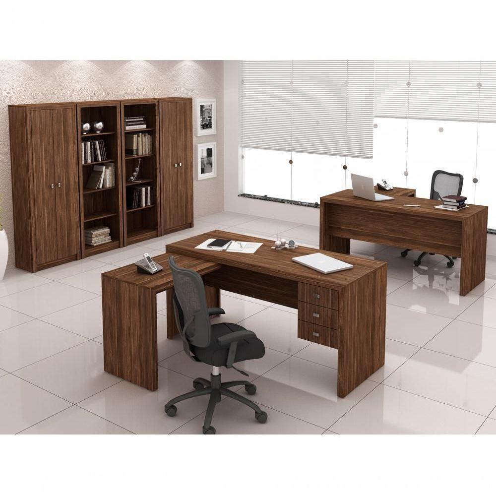Conjunto Escritorio Completo 06 Peças Cj27 Nogal Nogal - 1
