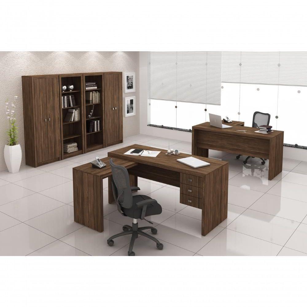 Conjunto Escritorio Completo 06 Peças Cj27 Nogal Nogal - 7