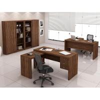Conjunto Escritorio Completo 06 Peças Cj27 Nogal Nogal - 1