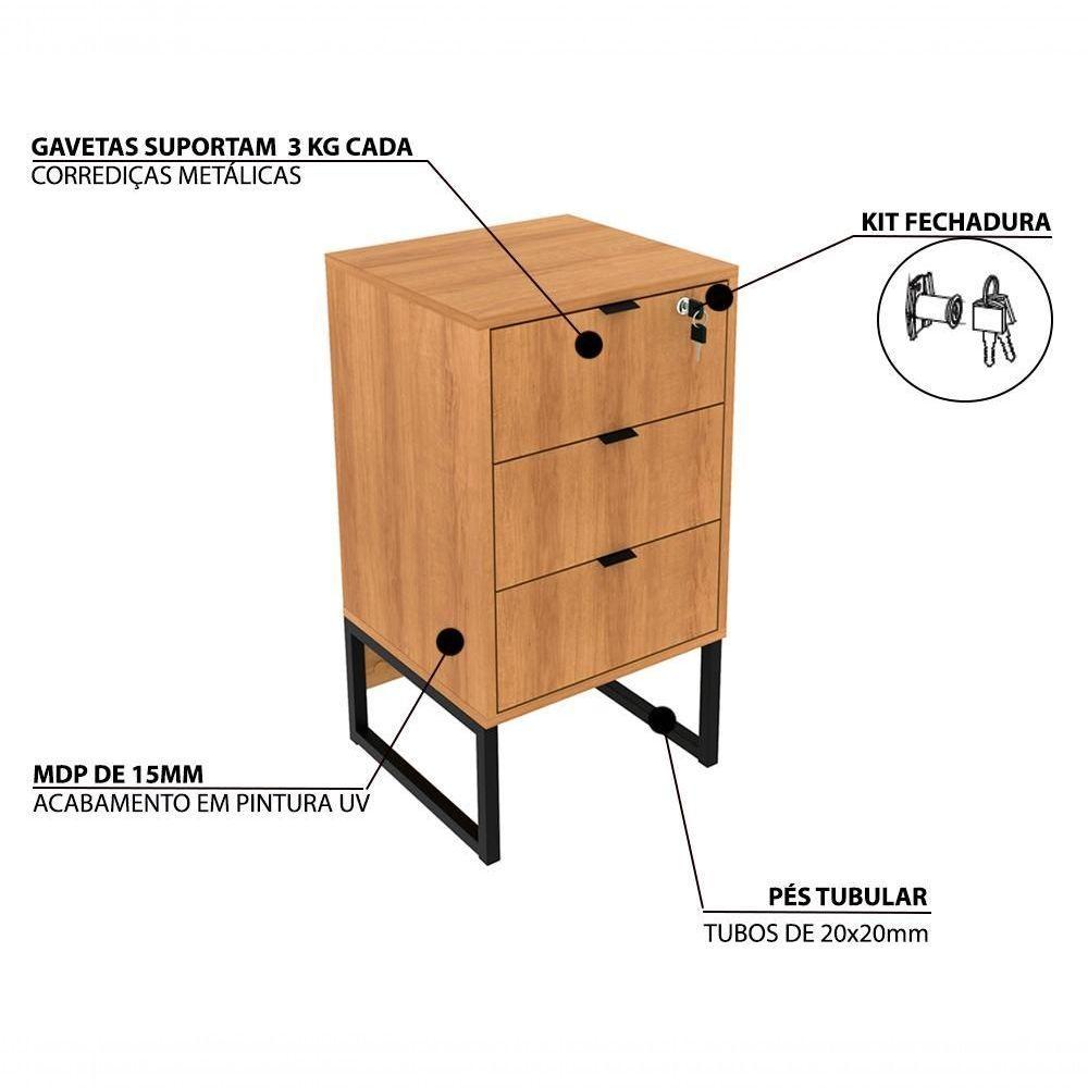 Conj Escritorio 4 Pçs Office Amendoa Preto Amendoa Preto - 7