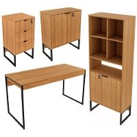 Conj Escritorio 4 Pçs Office Amendoa Preto Amendoa Preto - 1