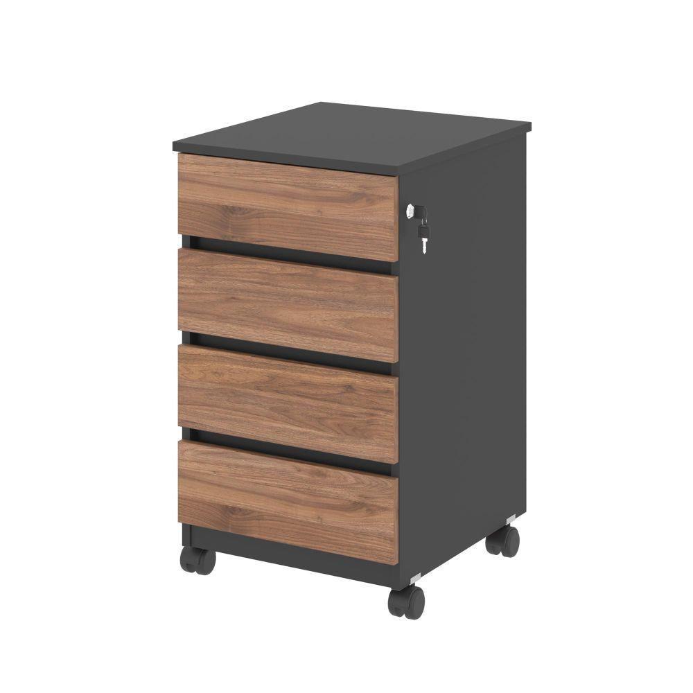 Jogo Gaveteiro Com Escrivaninha Equador Noce Preto - 4