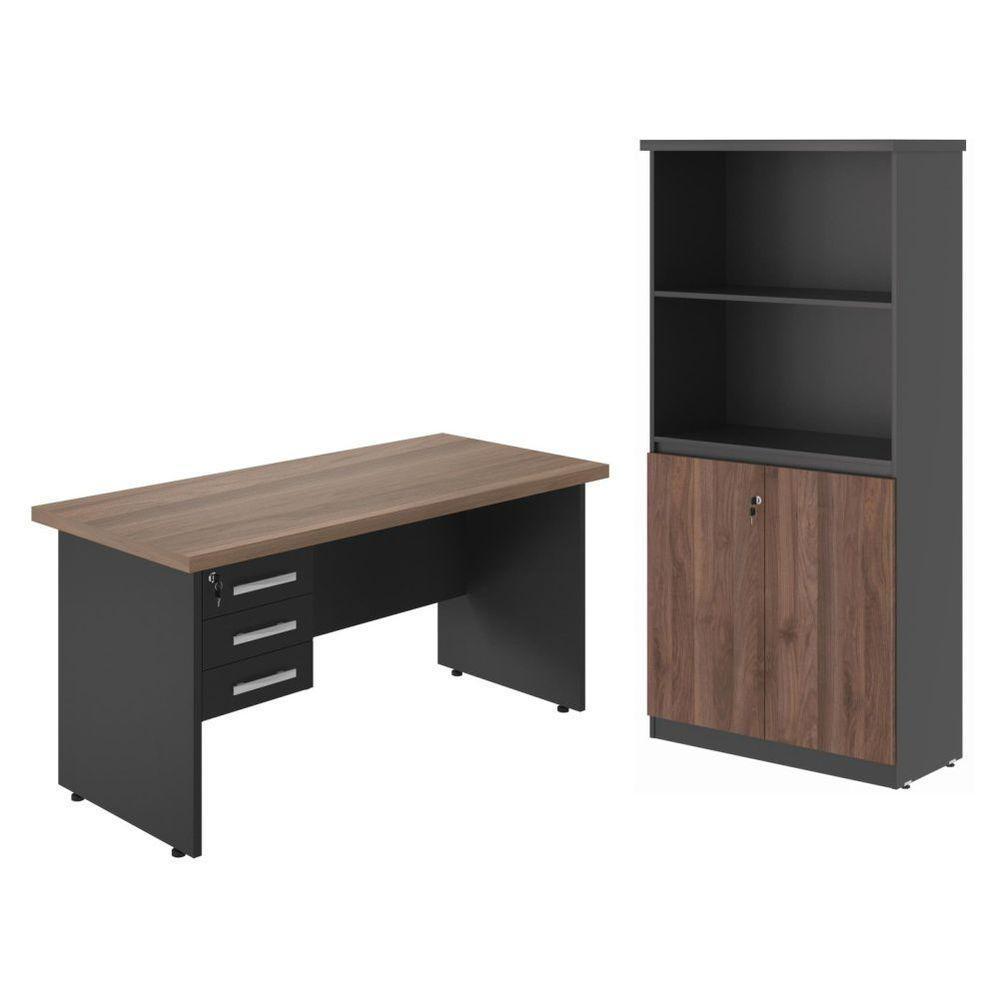 Mesa 1600 Com Armário Belvedere Noce Preto - 1