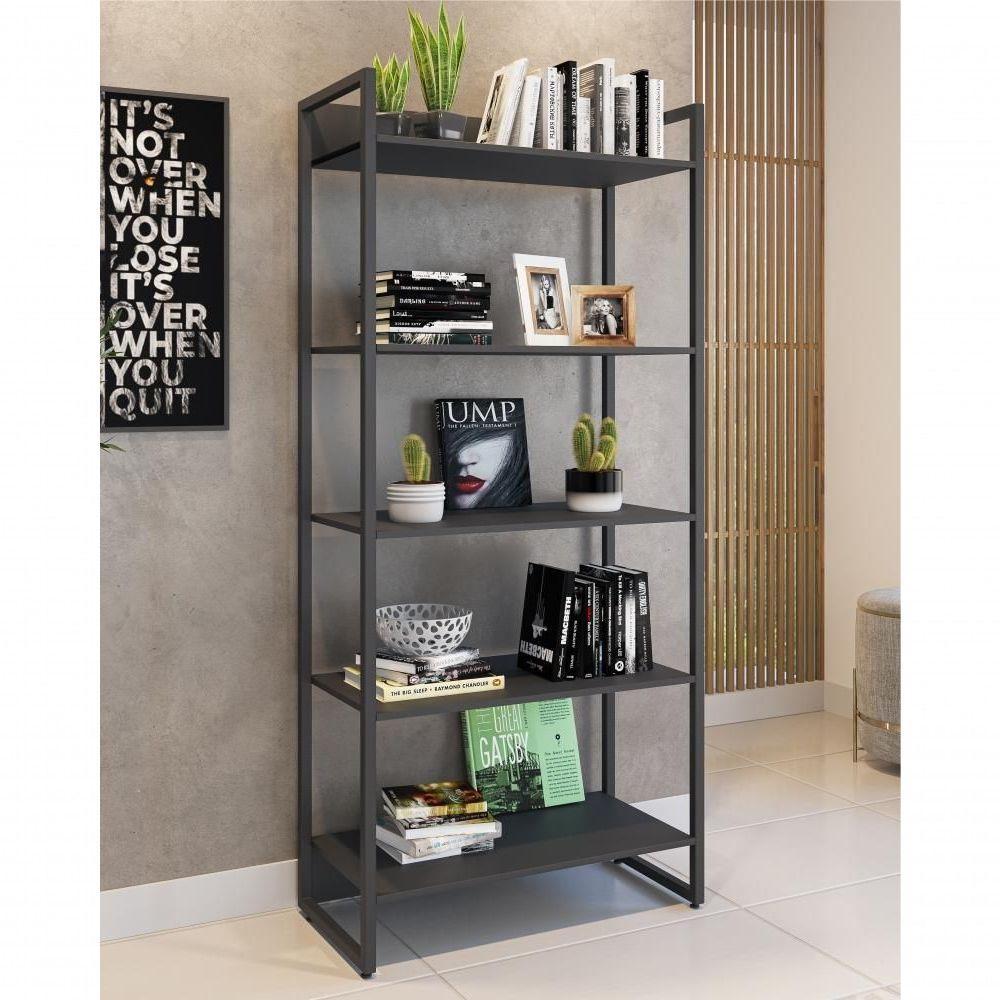 Jogo De Escritorio Estante E Escrivaninha Ade Preto - 2