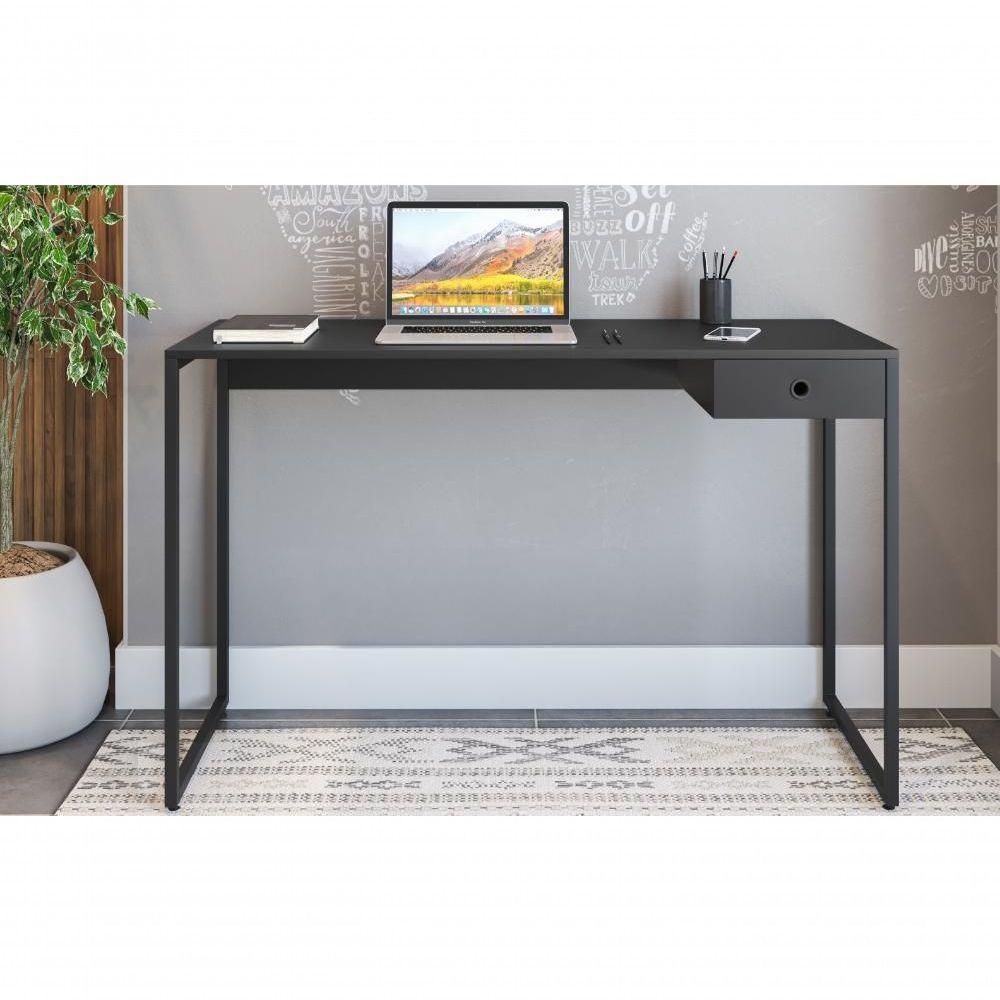 Jogo De Escritorio Estante E Escrivaninha Ade Preto - 5